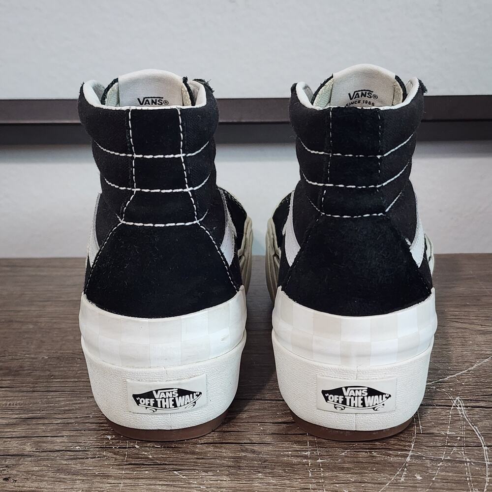 Vans Black and White Sk8-Hi Platform Sneakers - Picture 4 of 9